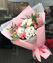 Букет цветов из:  Розы, Лизиантусы и Хризантемы в Камызяке